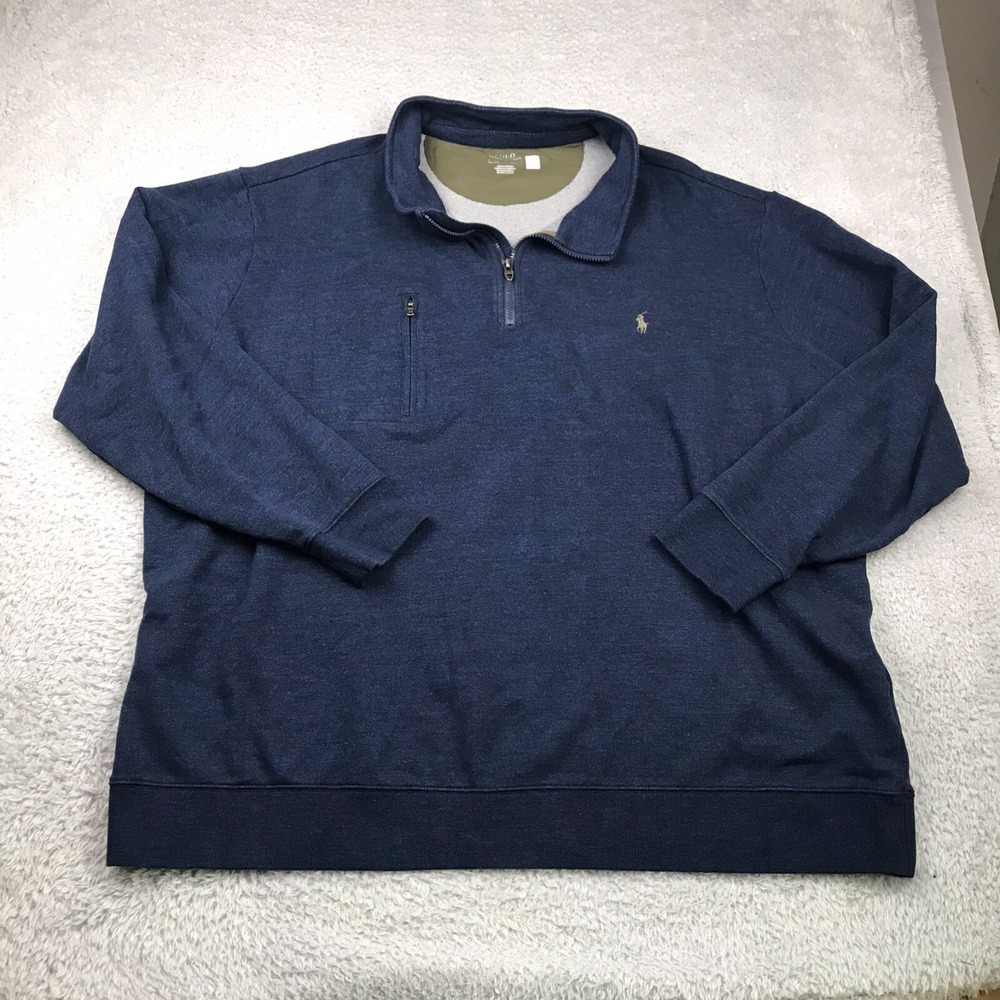 Polo Ralph Lauren 1/4 Zip Pullover Mens 4XLT Navy Performance Embroidery Logo